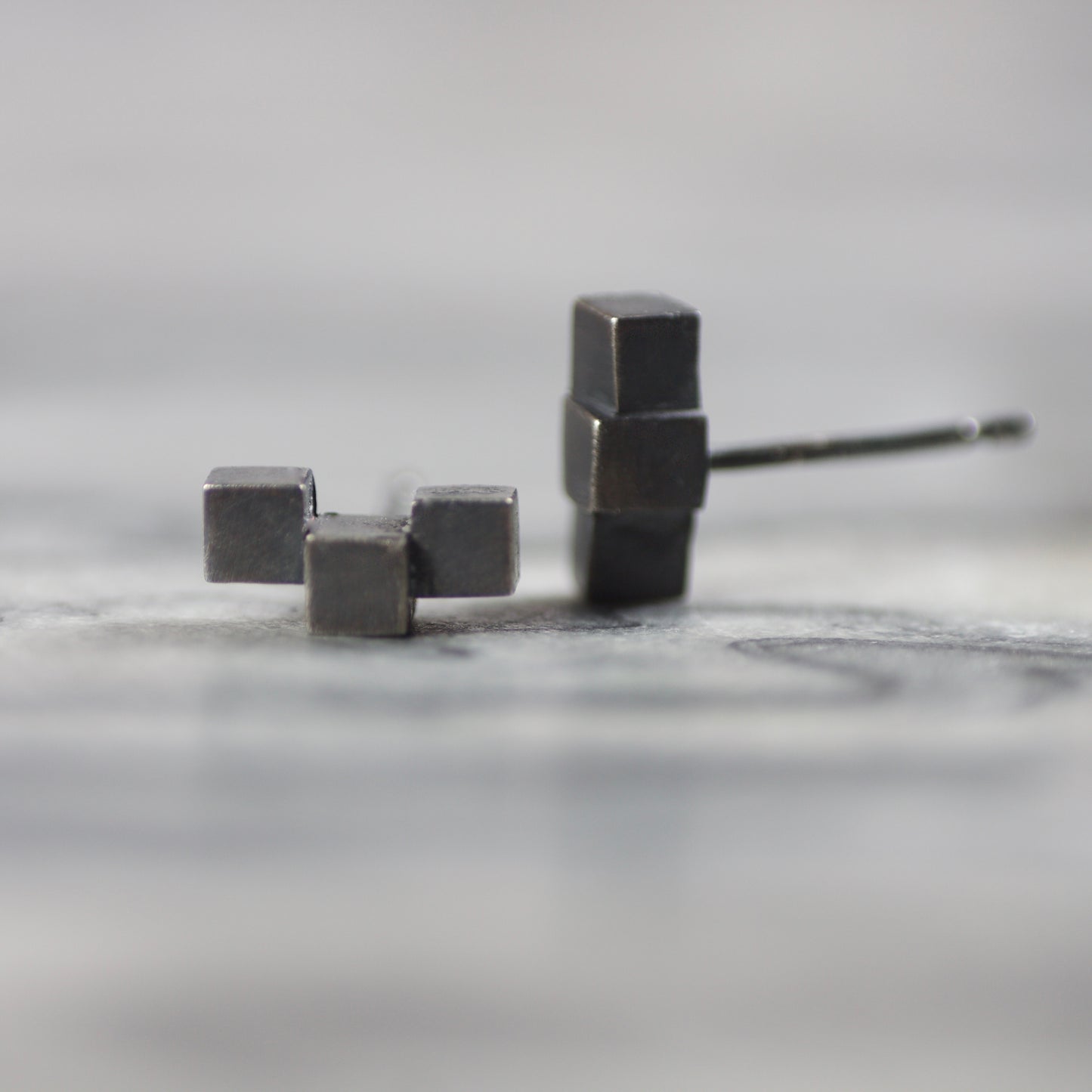 Solid Sterling Cube Stud Earrings image 1