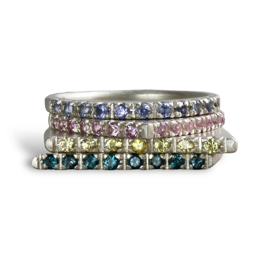 Pink Sapphire Point Pavé Slice Ring image 8