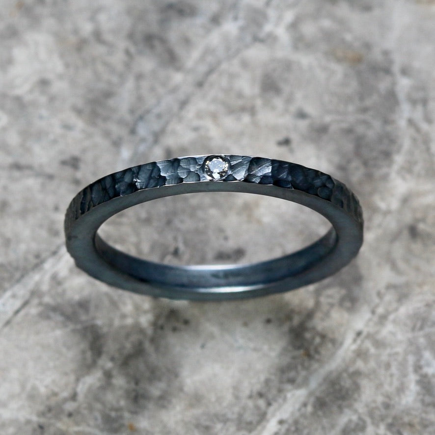 Oxidised Silver Salt & Pepper Diamond Ring image 4
