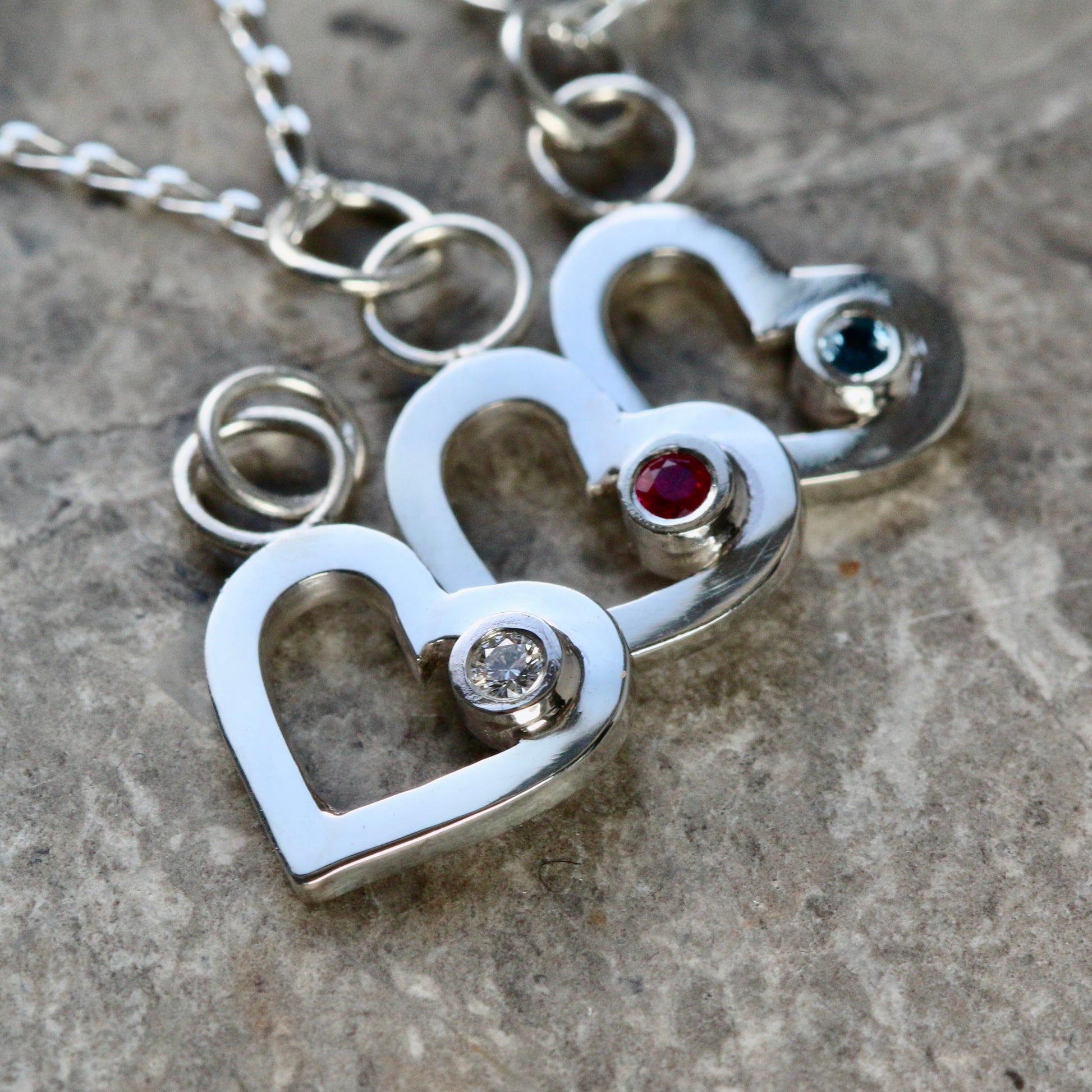 Recycled Solid Silver Open Heart & Lab Grown Diamond Pendant Necklace image 3