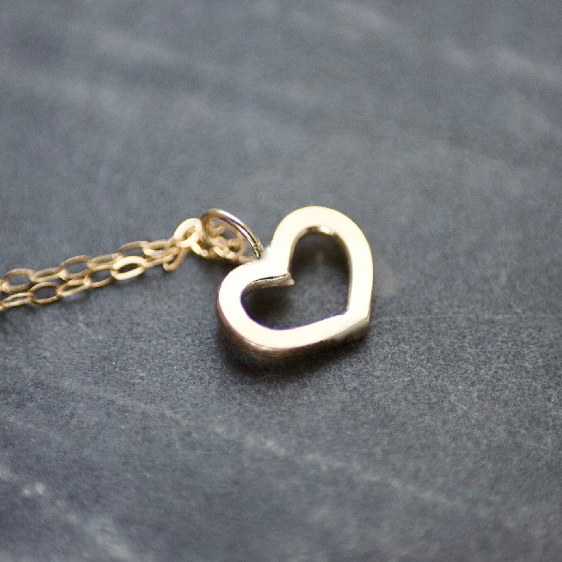 Solid Recycled 9ct Gold Open Heart Delicate Necklace image 3