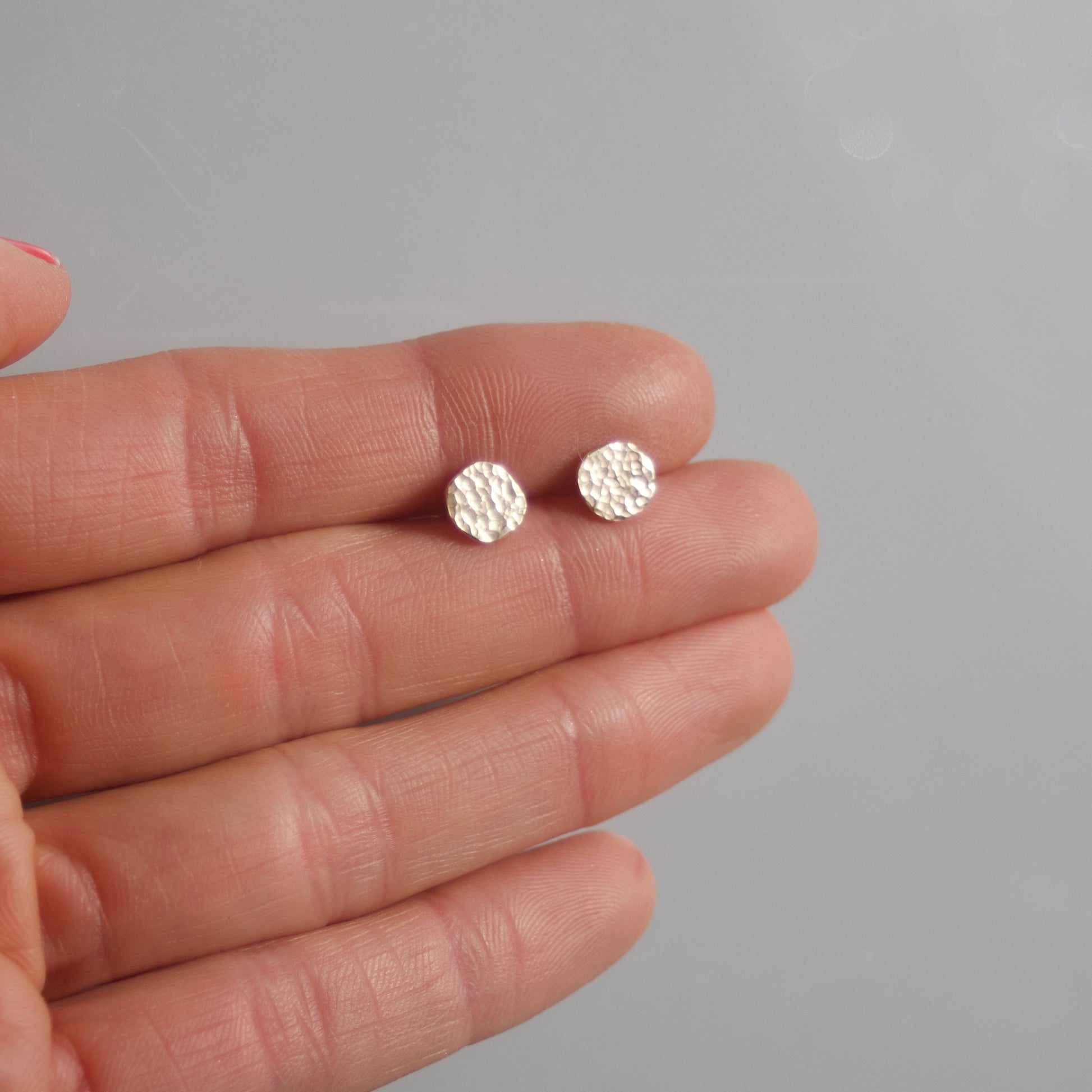 Recycled Solid 9ct Gold Hammered Disc Studs image 5