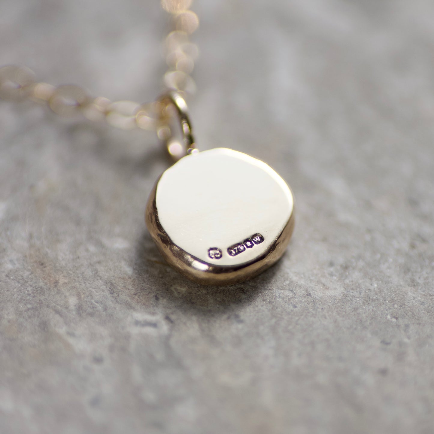 Salt & Pepper Diamond + Recycled Solid 9ct Yellow Gold Pebble Pendant Necklace image 2