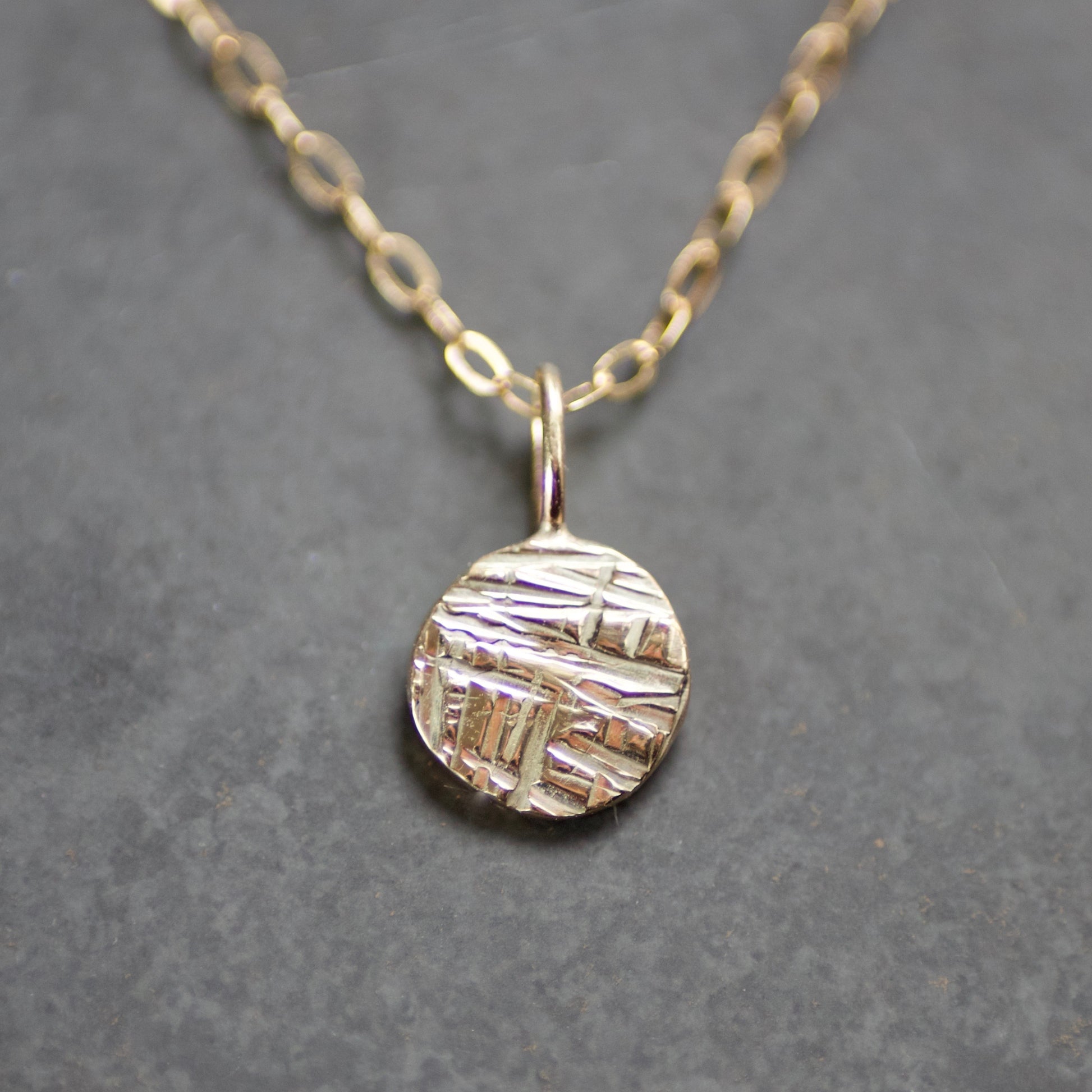 Solid Recycled 9ct Gold Criss Cross Disc Pendant Necklace image 0