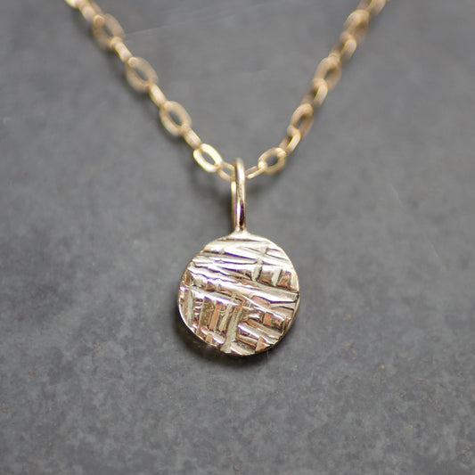 Solid Recycled 9ct Gold Criss Cross Disc Pendant Necklace image 0