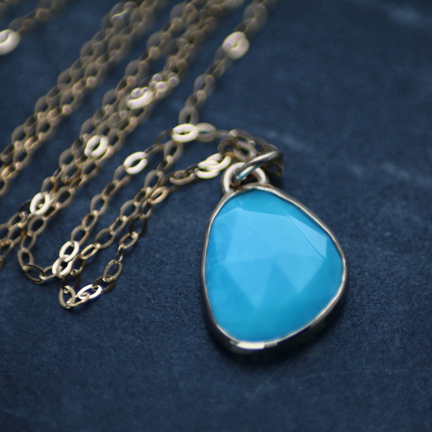 Turquoise & Gold Pendant Necklace image 0