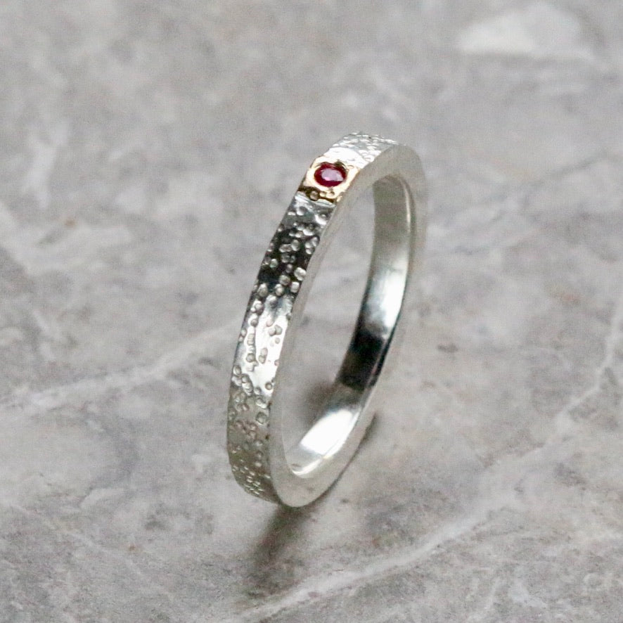 Ruby Silver & 18ct Gold Dot Ring UK Ring Size L image 4