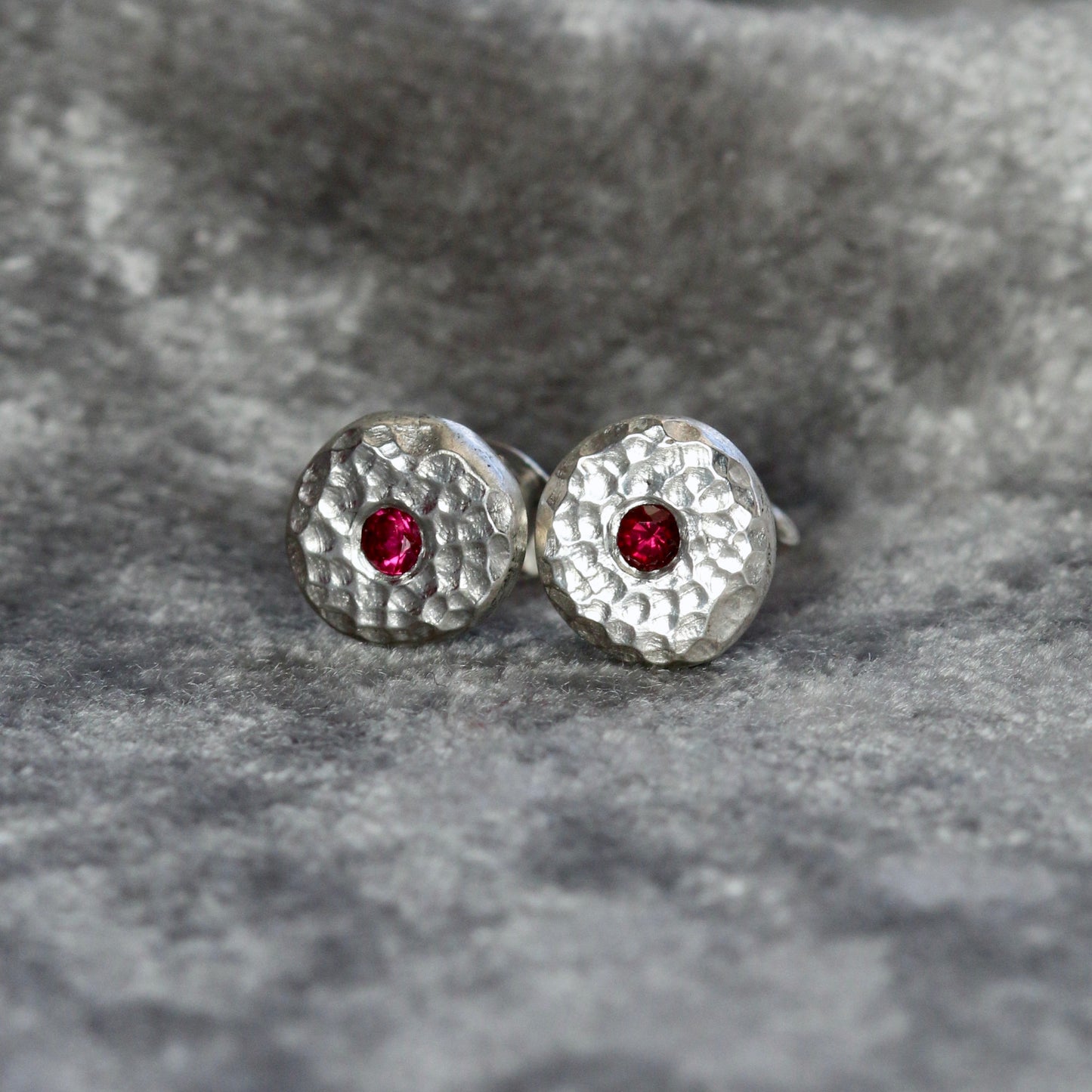 Ruby Solid Silver Pebble Stud Earrings image 3
