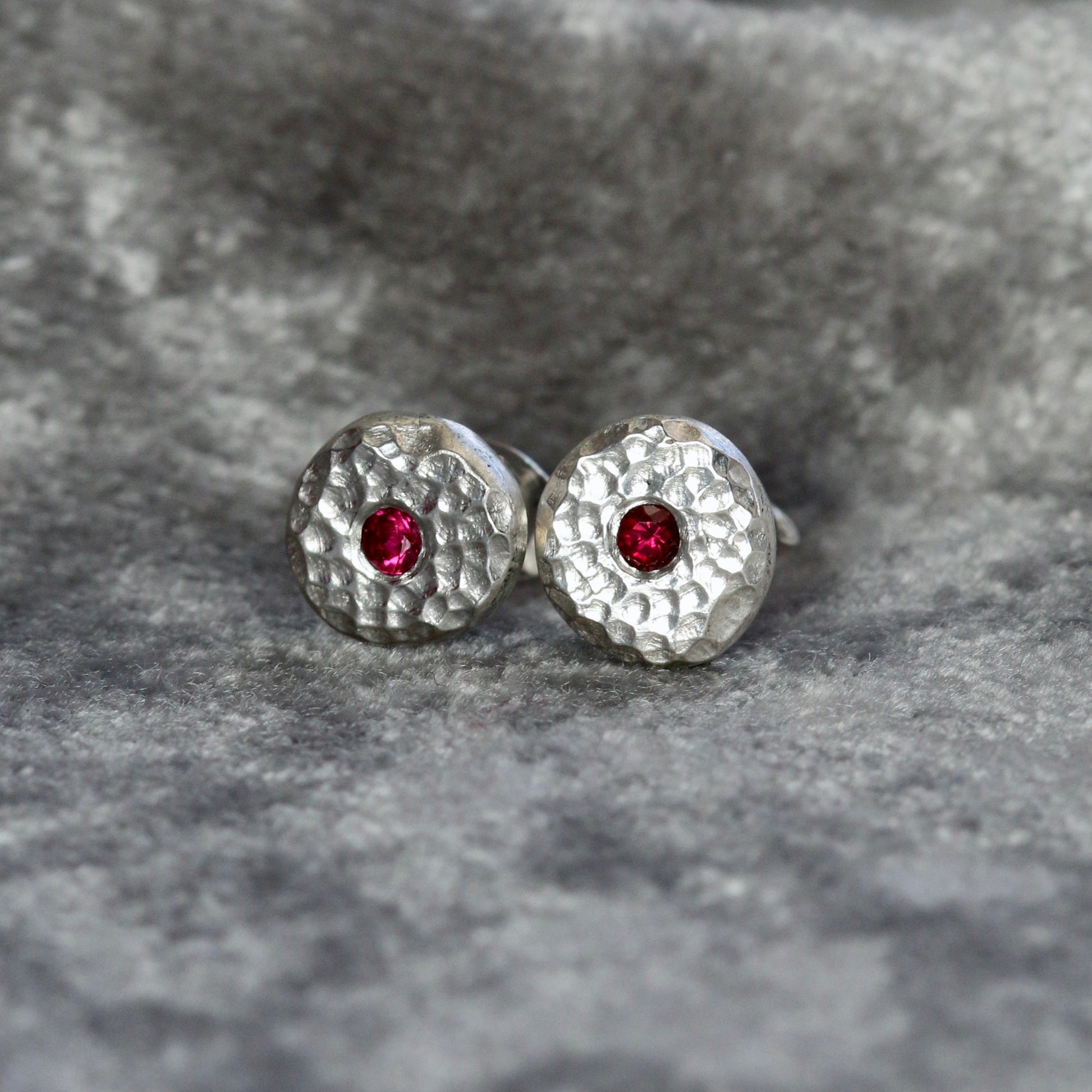 Ruby Solid Silver Pebble Stud Earrings image 3