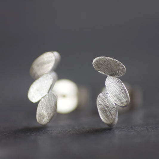 Solid Sterling Silver Short Laurel Stud Earrings image 0