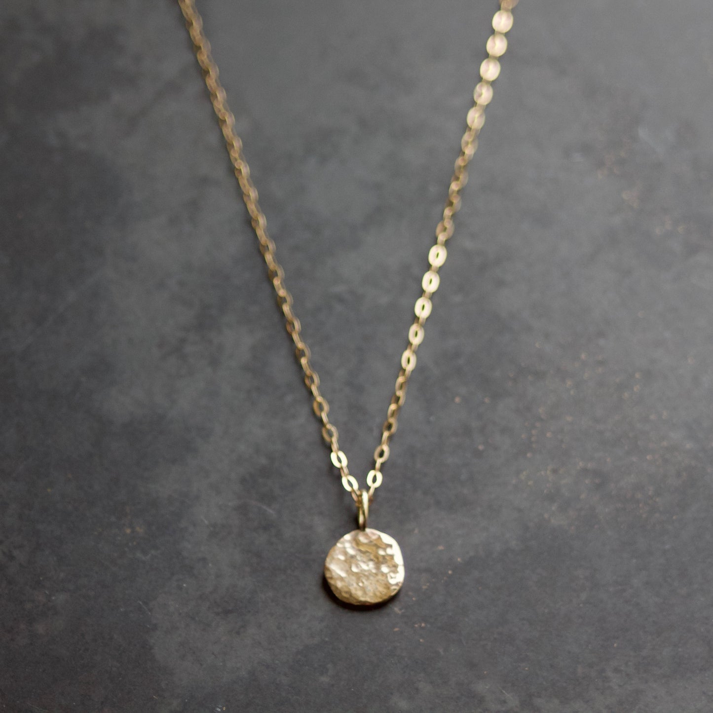 Solid Recycled 9ct Gold Hammered Disc Pendant Necklace image 3