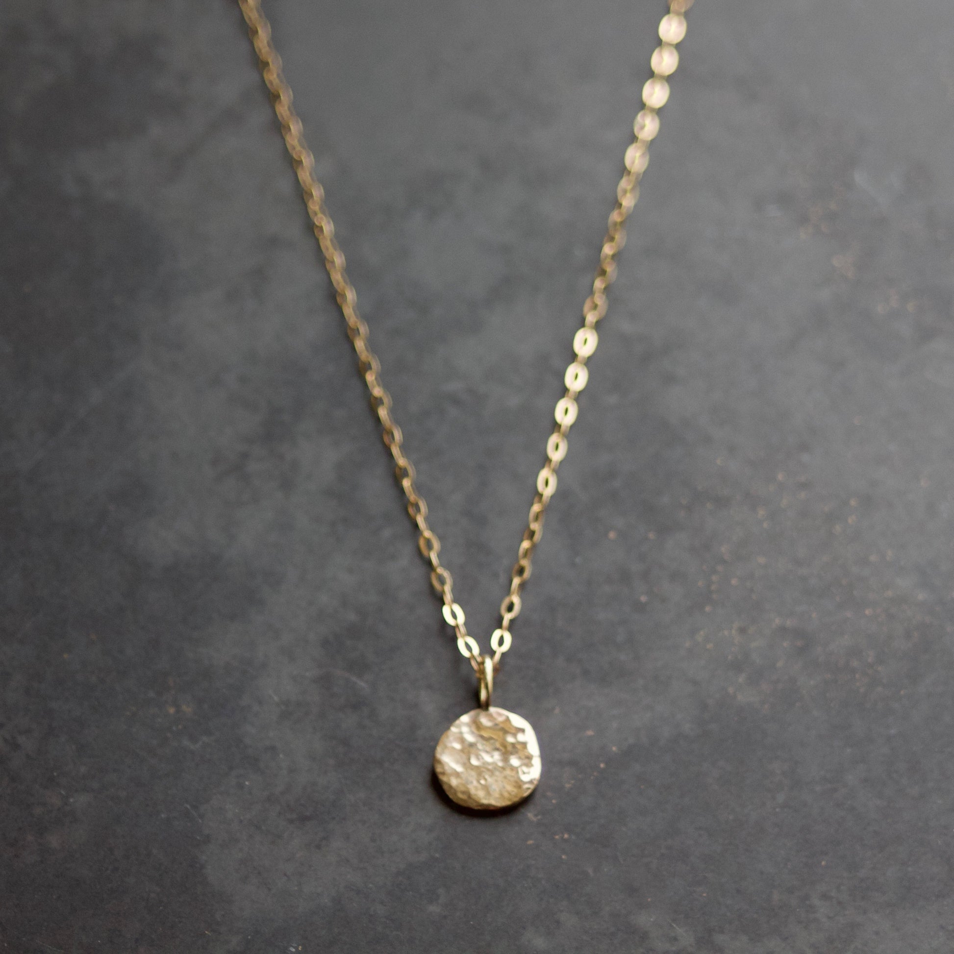 Solid Recycled 9ct Gold Hammered Disc Pendant Necklace image 3