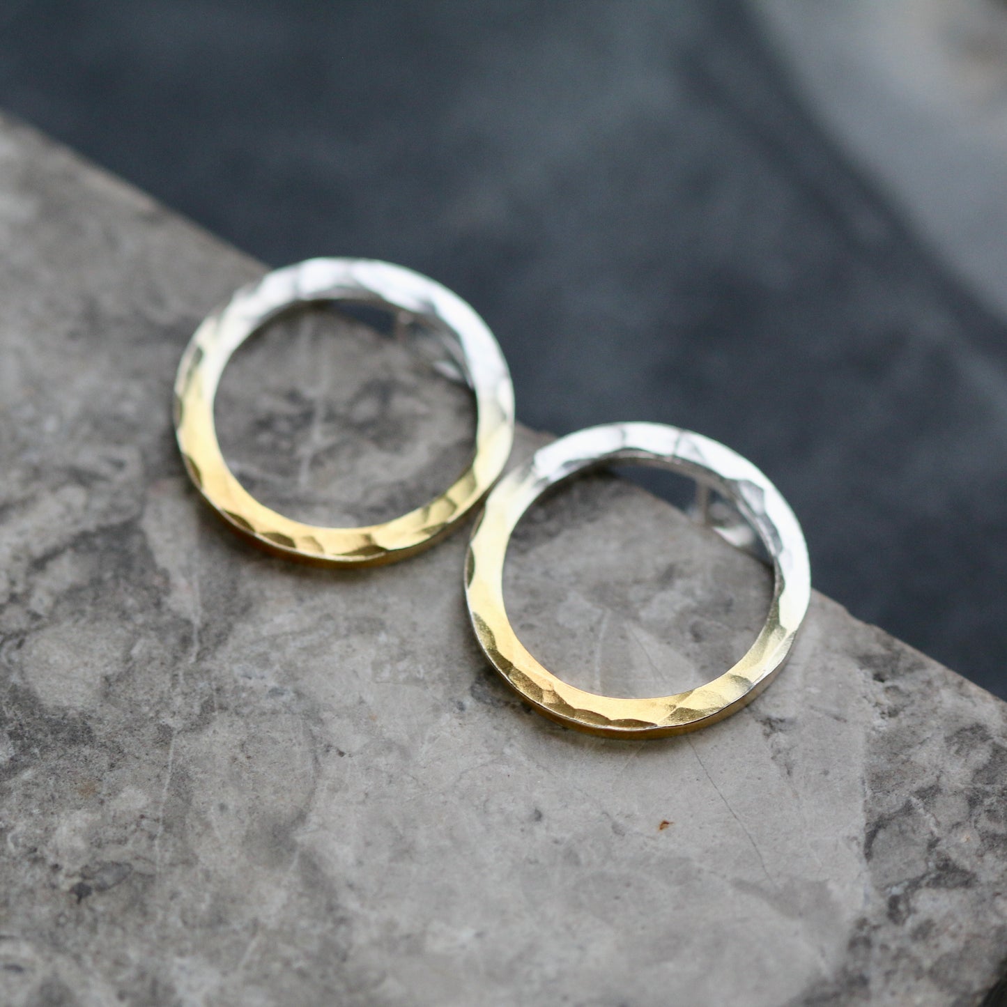 Hammered Circle Hoop Studs image 4