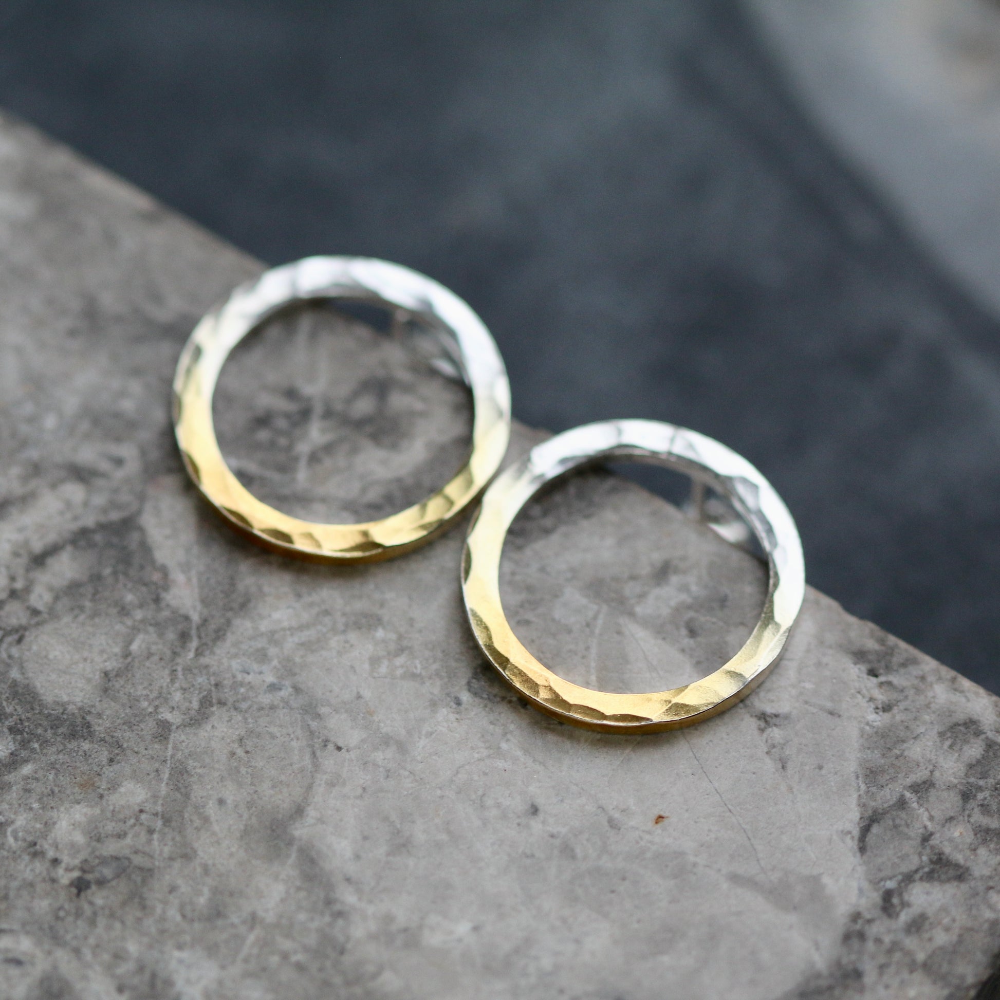 Hammered Circle Hoop Studs image 4