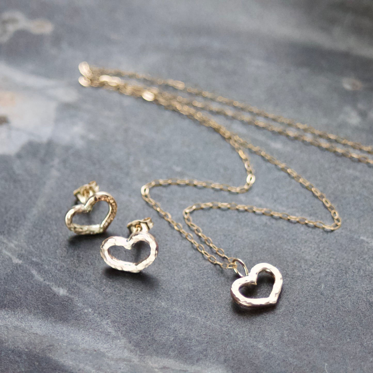 Solid Recycled 9ct Gold Open Heart Delicate Necklace image 4