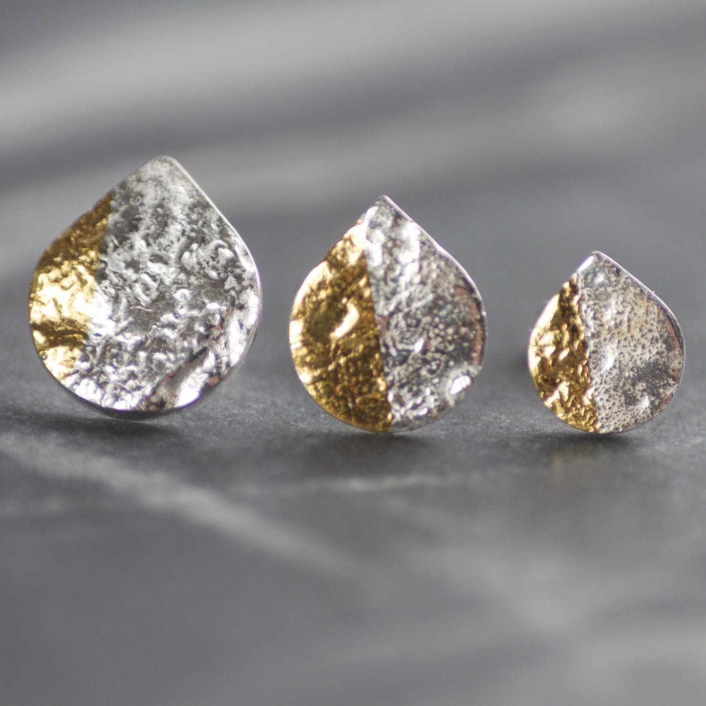 LC Silver & Gold Keum Boo Teardrop Stud Earrings image 2