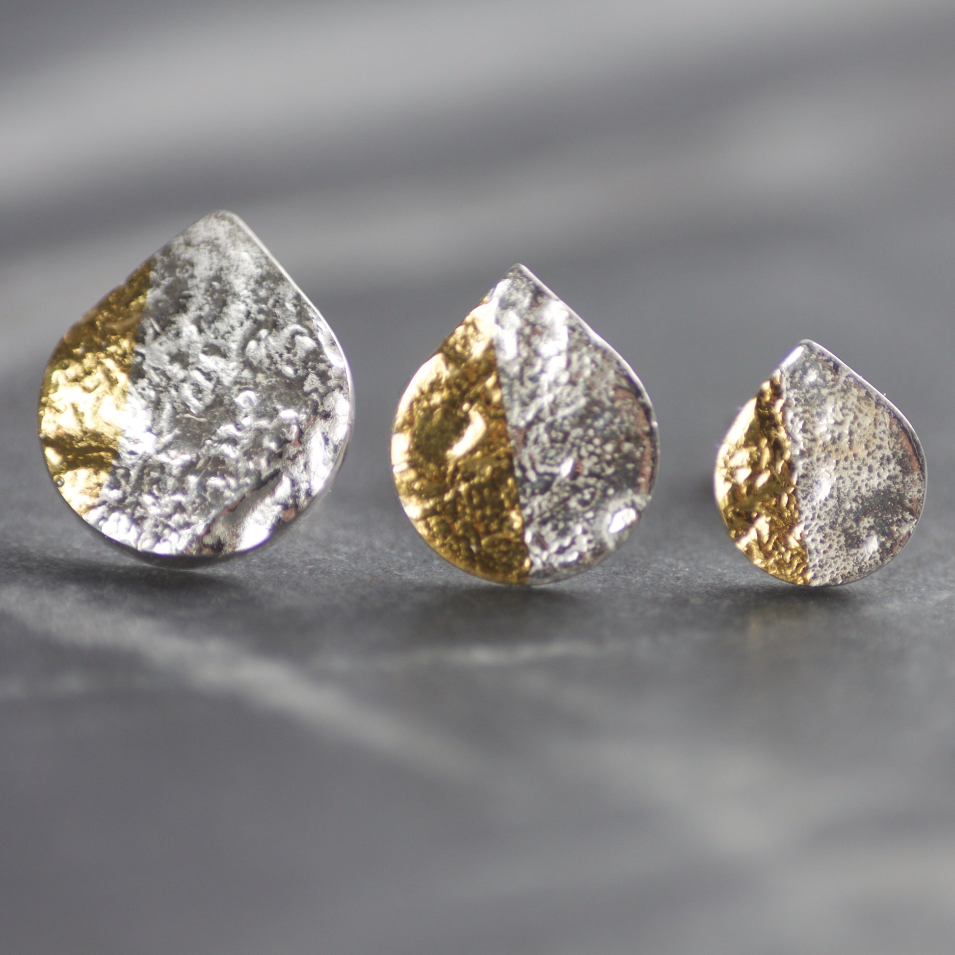 LC Silver & Gold Keum Boo Teardrop Stud Earrings image 2