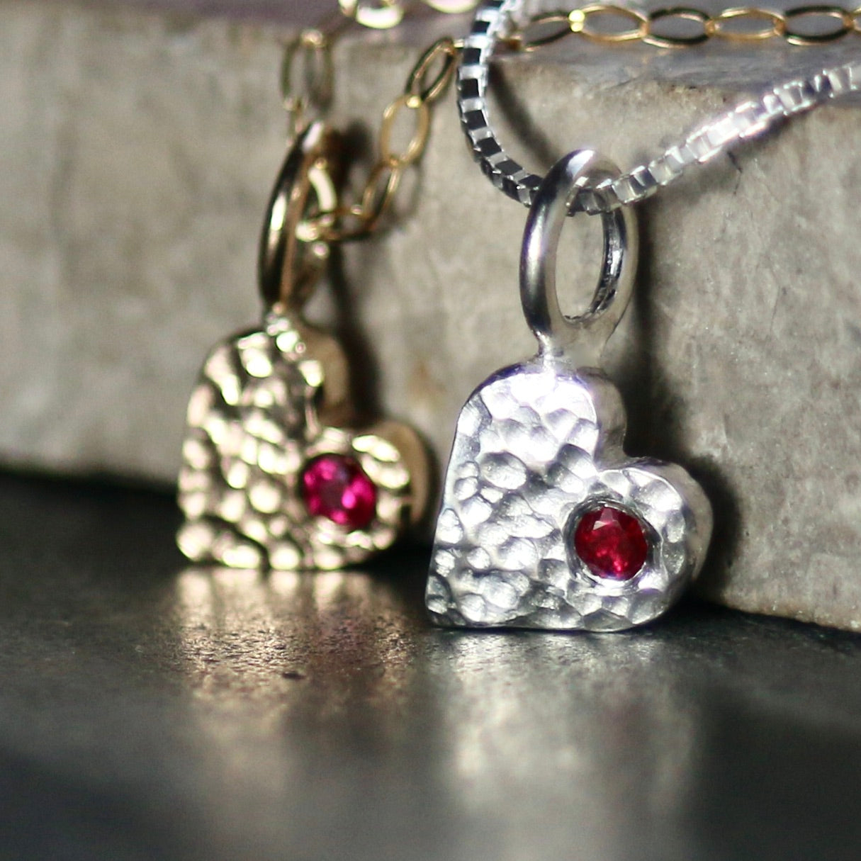 Ruby & Recycled Solid Silver Heart Pendant Necklace image 2