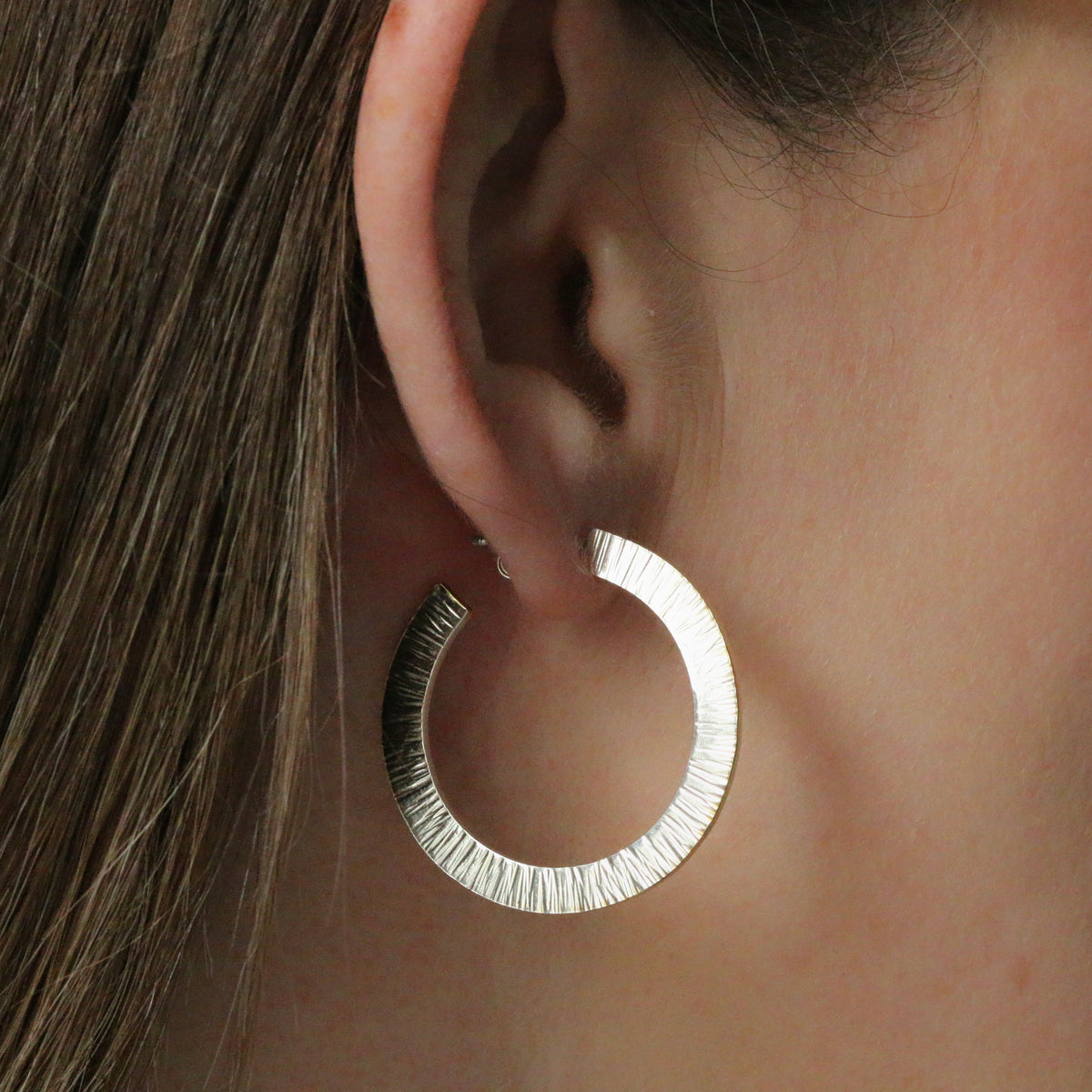 Linear Hoop Silver & Gold Plated Earrings