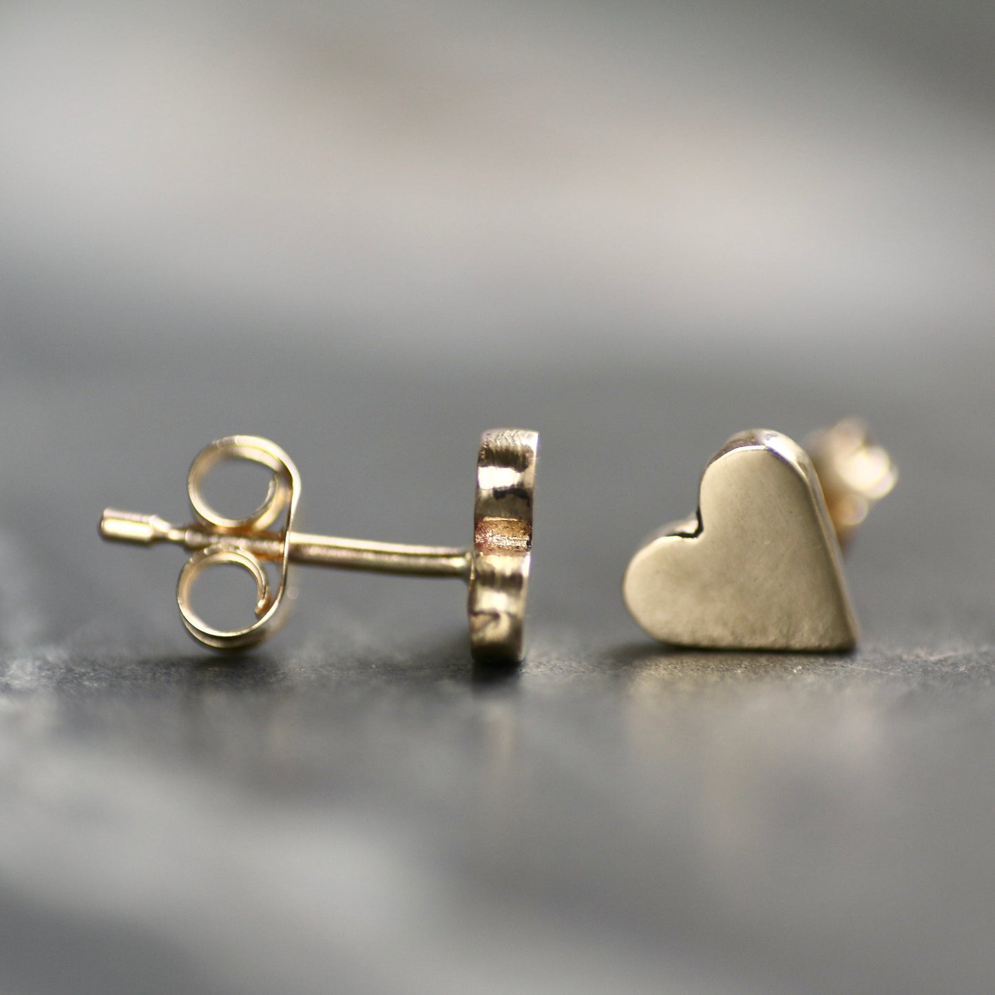 Solid Polished 9ct Gold Heart Stud Earrings image 1