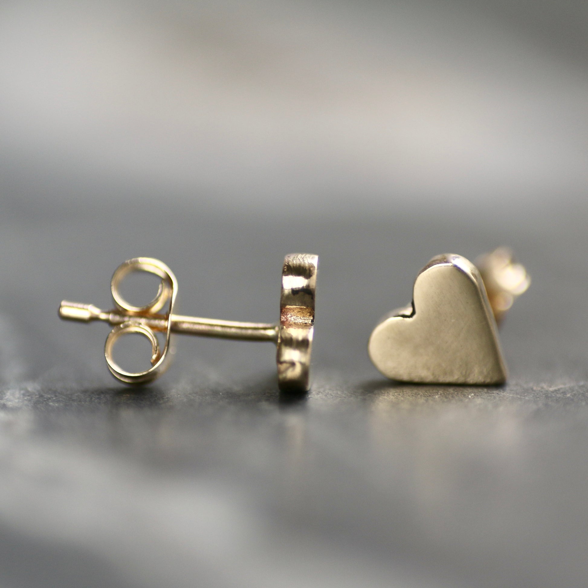 Solid Polished 9ct Gold Heart Stud Earrings image 1