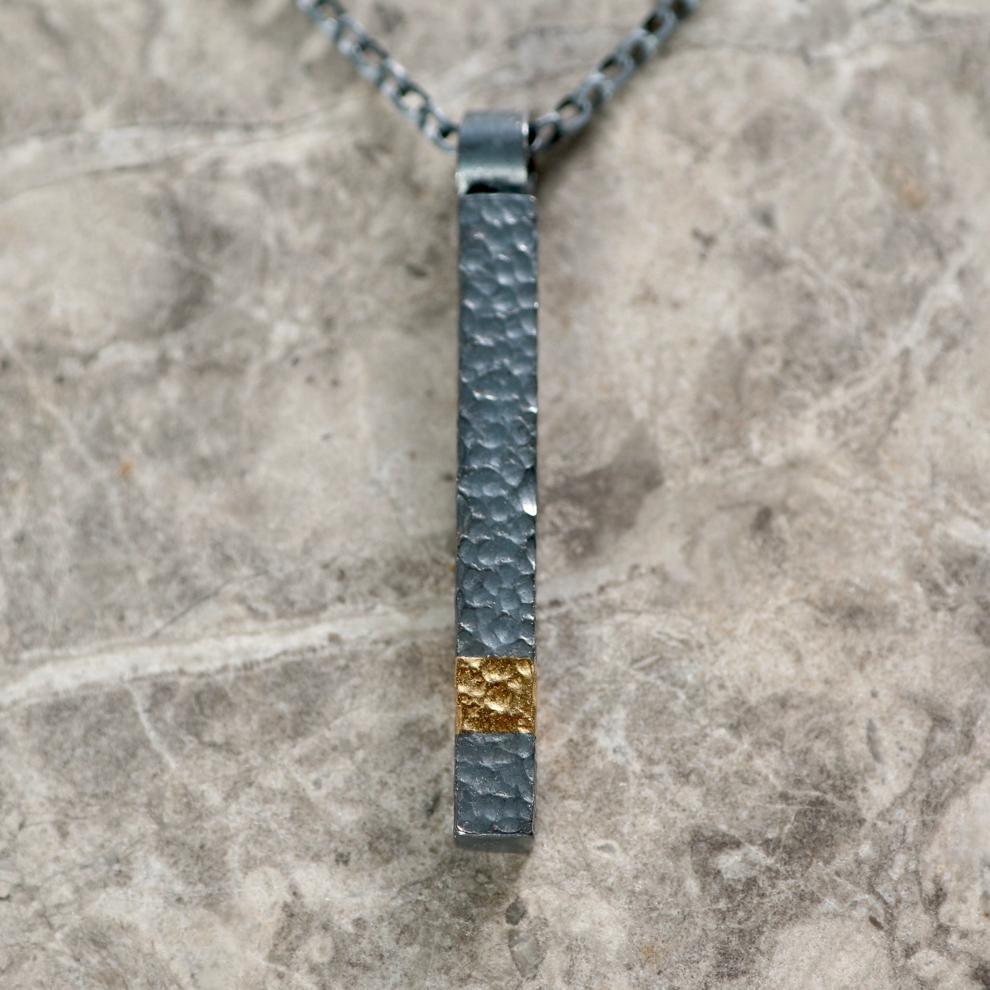 Keum Boo Oxidised Bar Necklace image 1