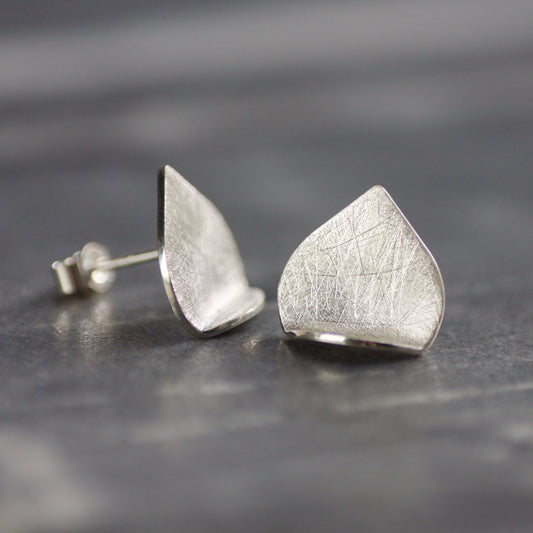 LC Sterling Silver Cross Hatch Fold Teardrop Stud Earrings image 0