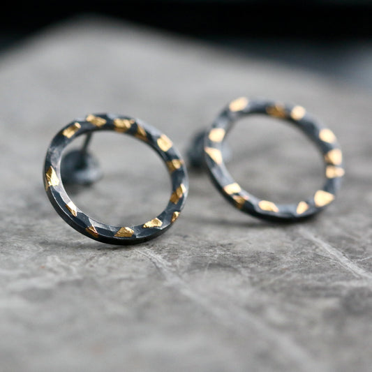 Oxidised Confetti Keum Boo Hoop Studs image 0