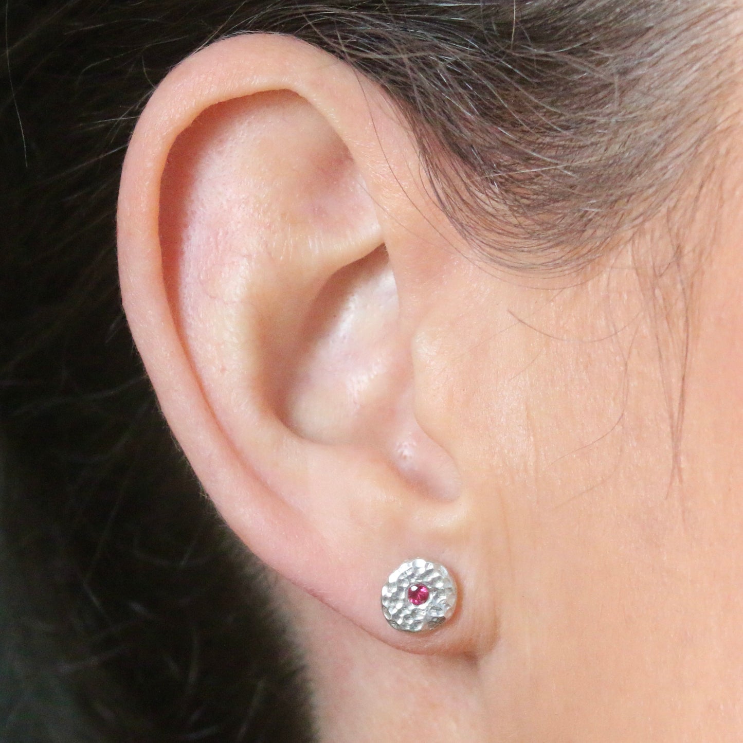 Pink Sapphire Solid Silver Pebble Stud Earrings image 0