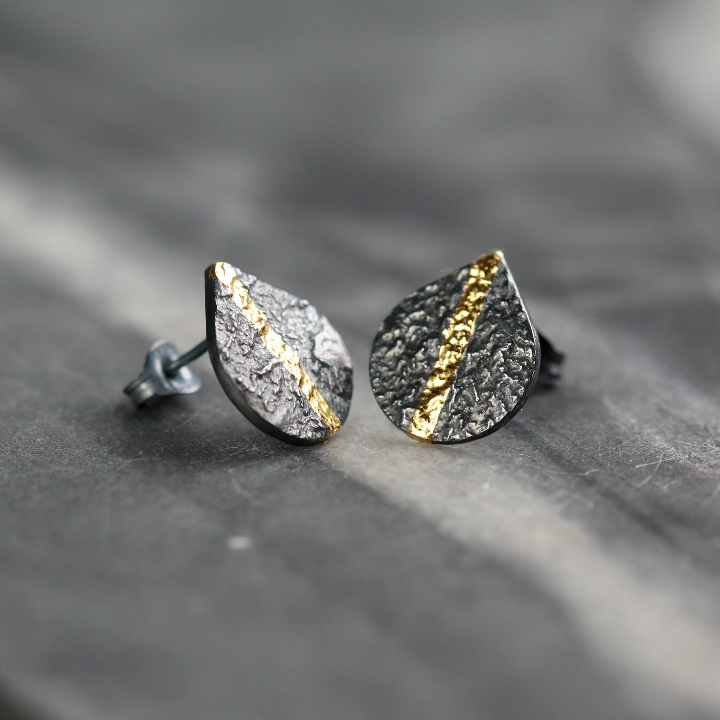 Keum Boo Oxidised Silver LC Teardrop Studs image 3