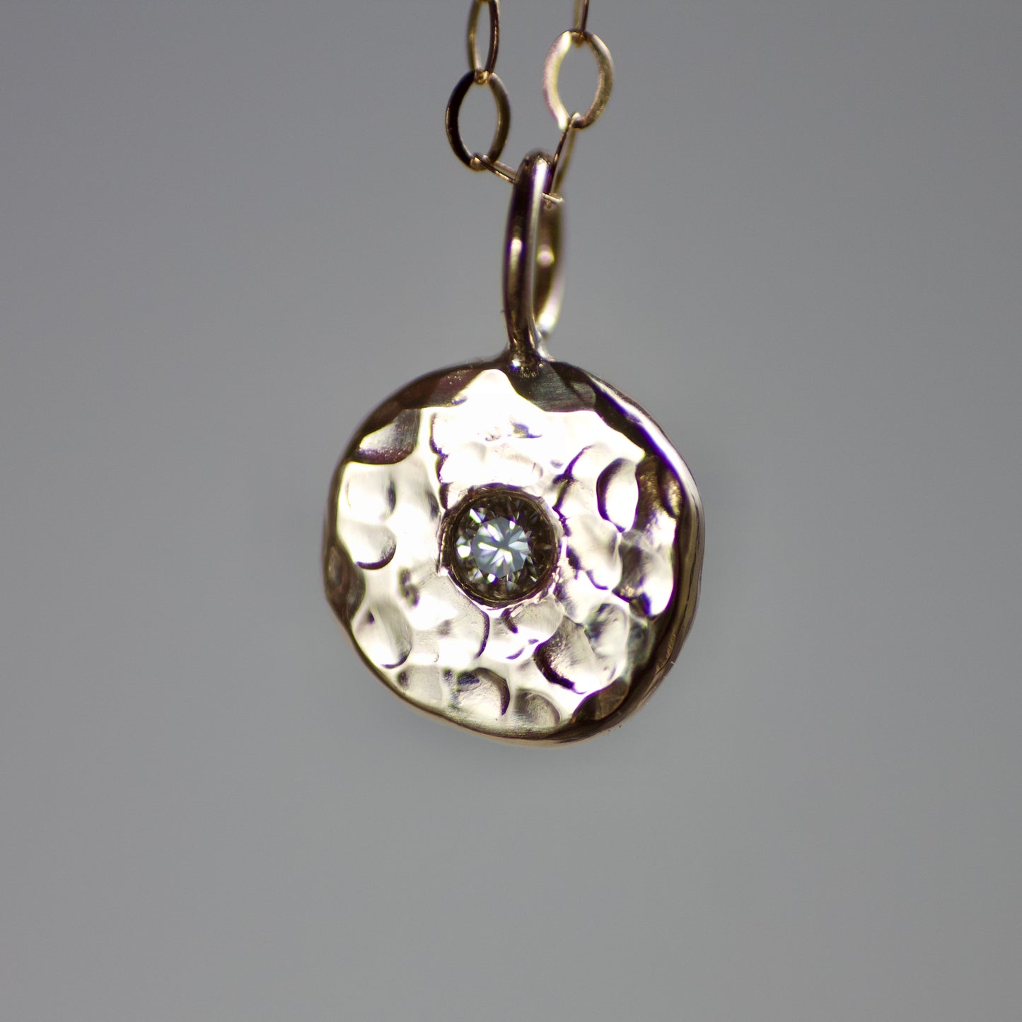 Diamond & Recycled Solid 9ct Yellow Gold Pebble Pendant Necklace image 6