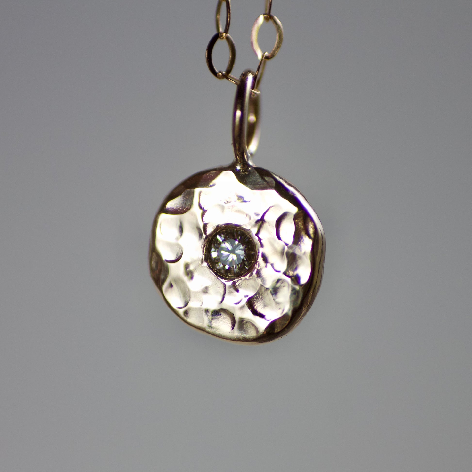 Diamond & Recycled Solid 9ct Yellow Gold Pebble Pendant Necklace image 6