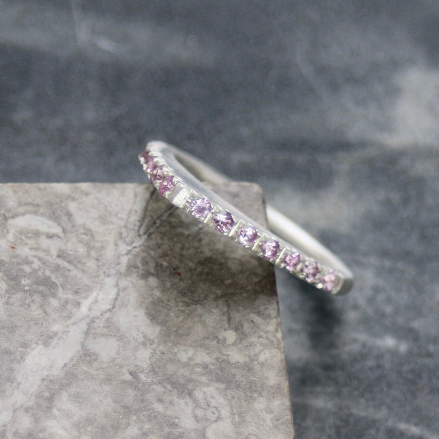 Pink Sapphire Point Pavé Slice Ring image 6