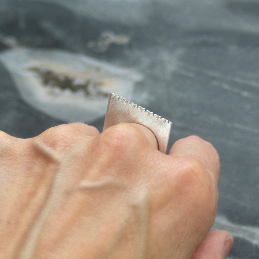 Yellow Sapphire Diagonal Pavé Slice Ring image 6