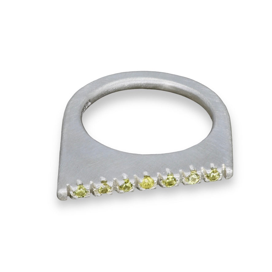 Yellow Sapphire Diagonal Pavé Slice Ring image 2