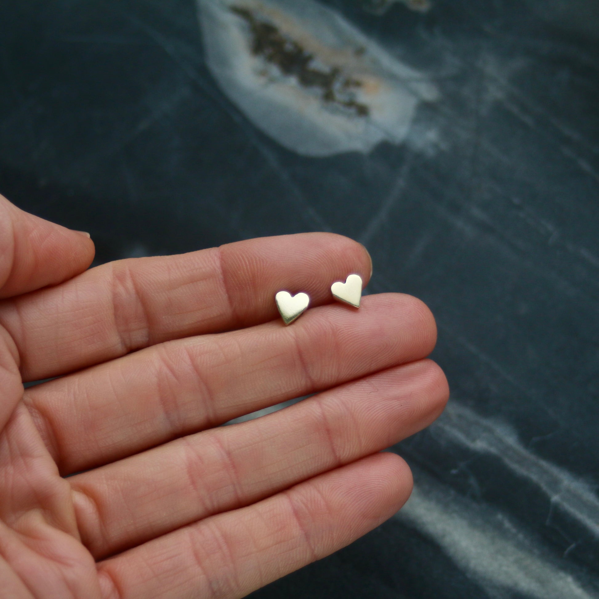 Solid Polished 9ct Gold Heart Stud Earrings image 3