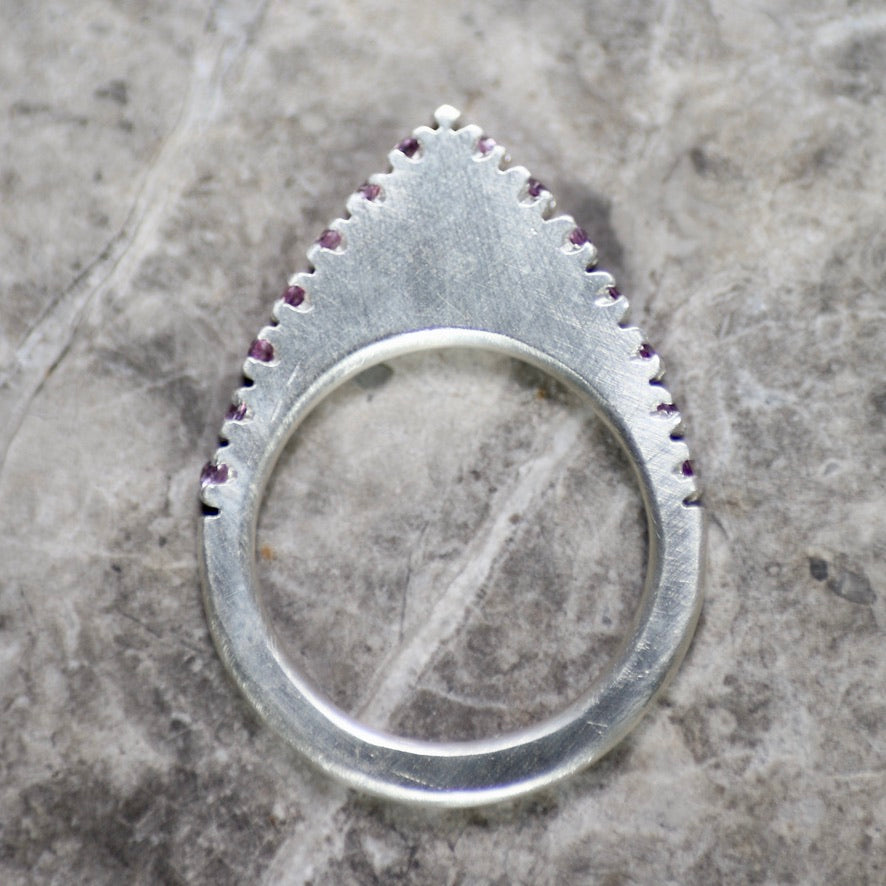Pink Sapphire Point Pavé Slice Ring image 7