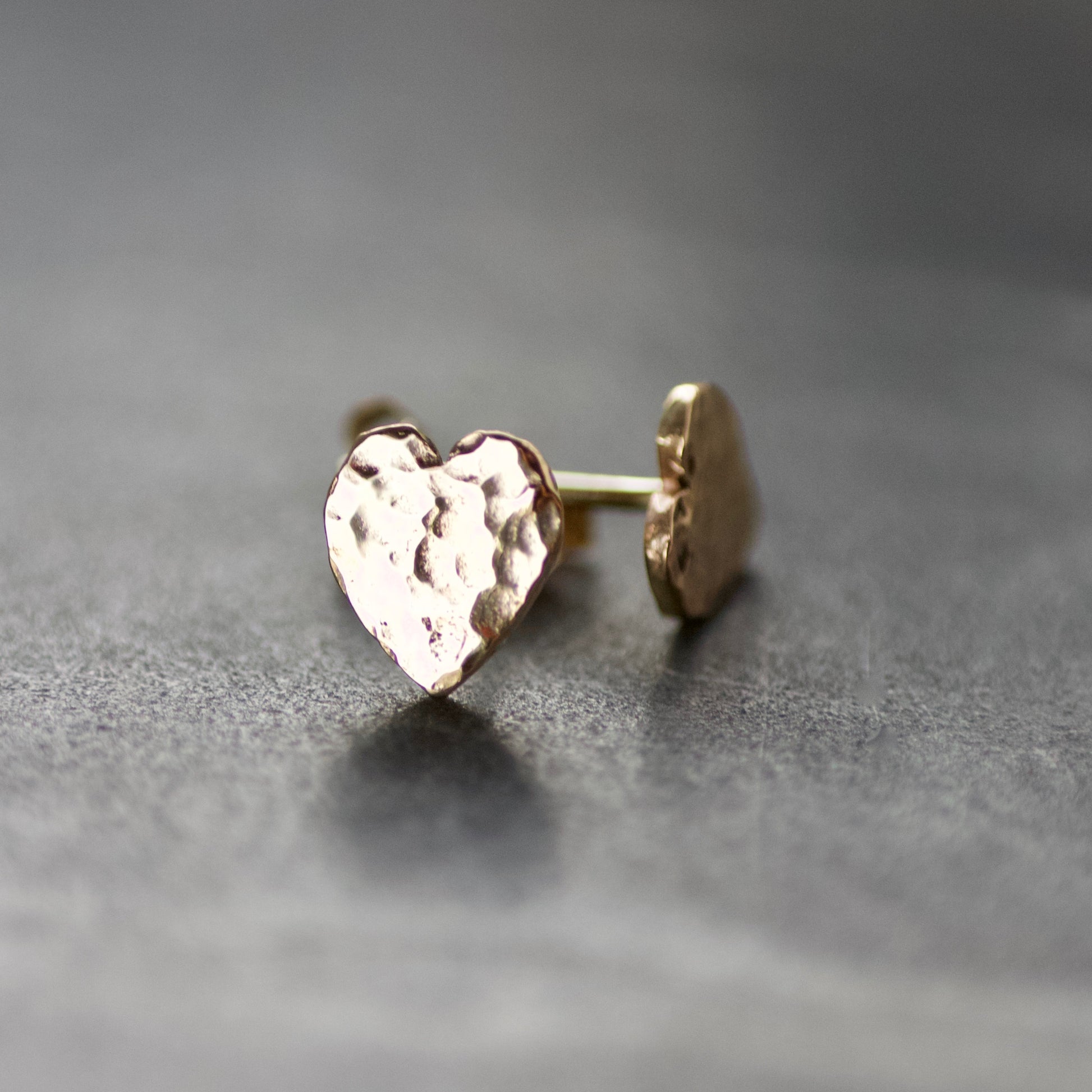 Solid 9ct Gold Hammered Heart Stud Earrings image 7