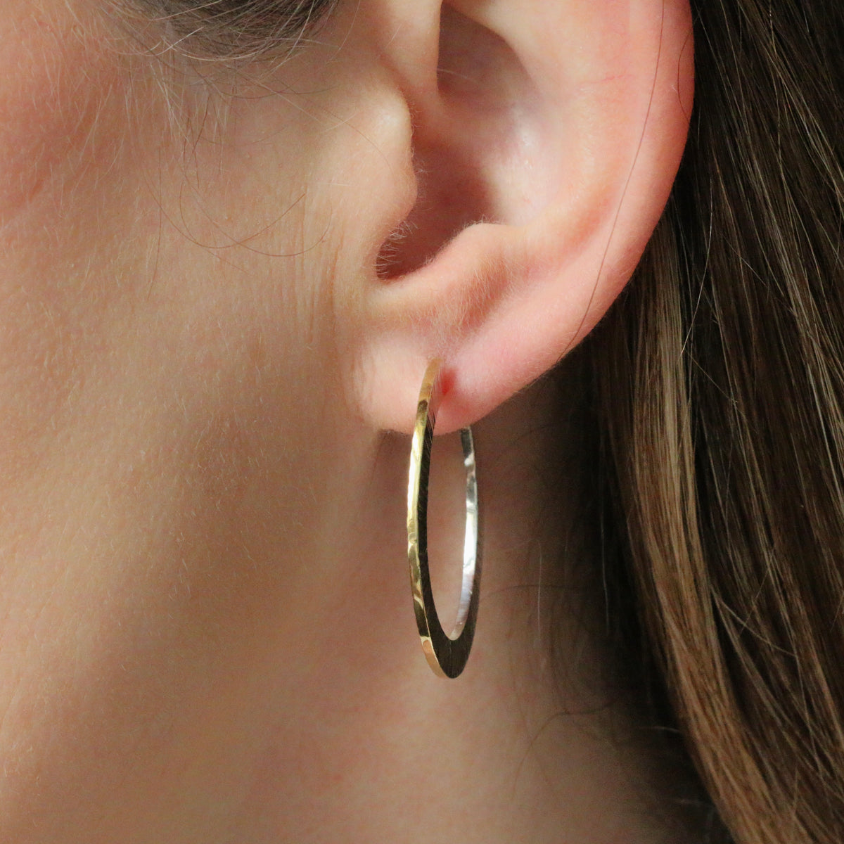 Linear Hoop Silver & Gold Plated Earrings