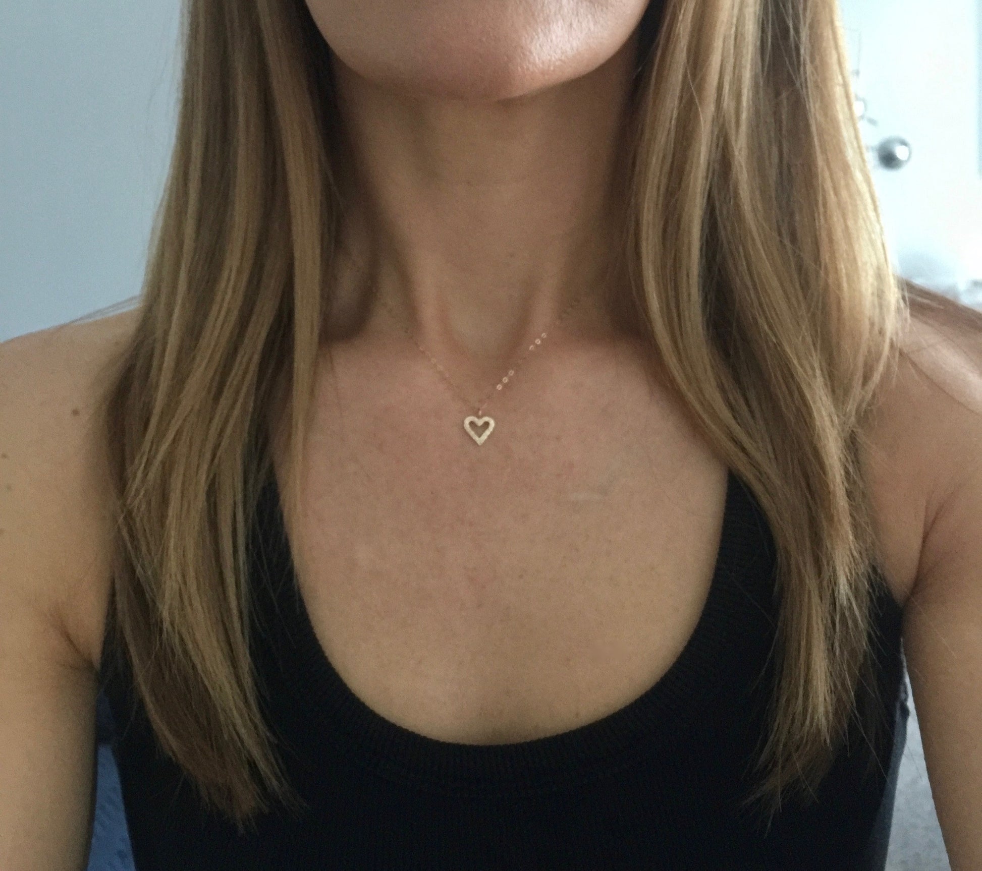 Solid Recycled Sterling Silver Open Heart Delicate Necklace image 9