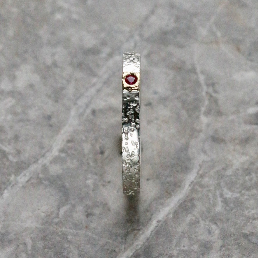Ruby Silver & 18ct Gold Dot Ring UK Ring Size L image 2