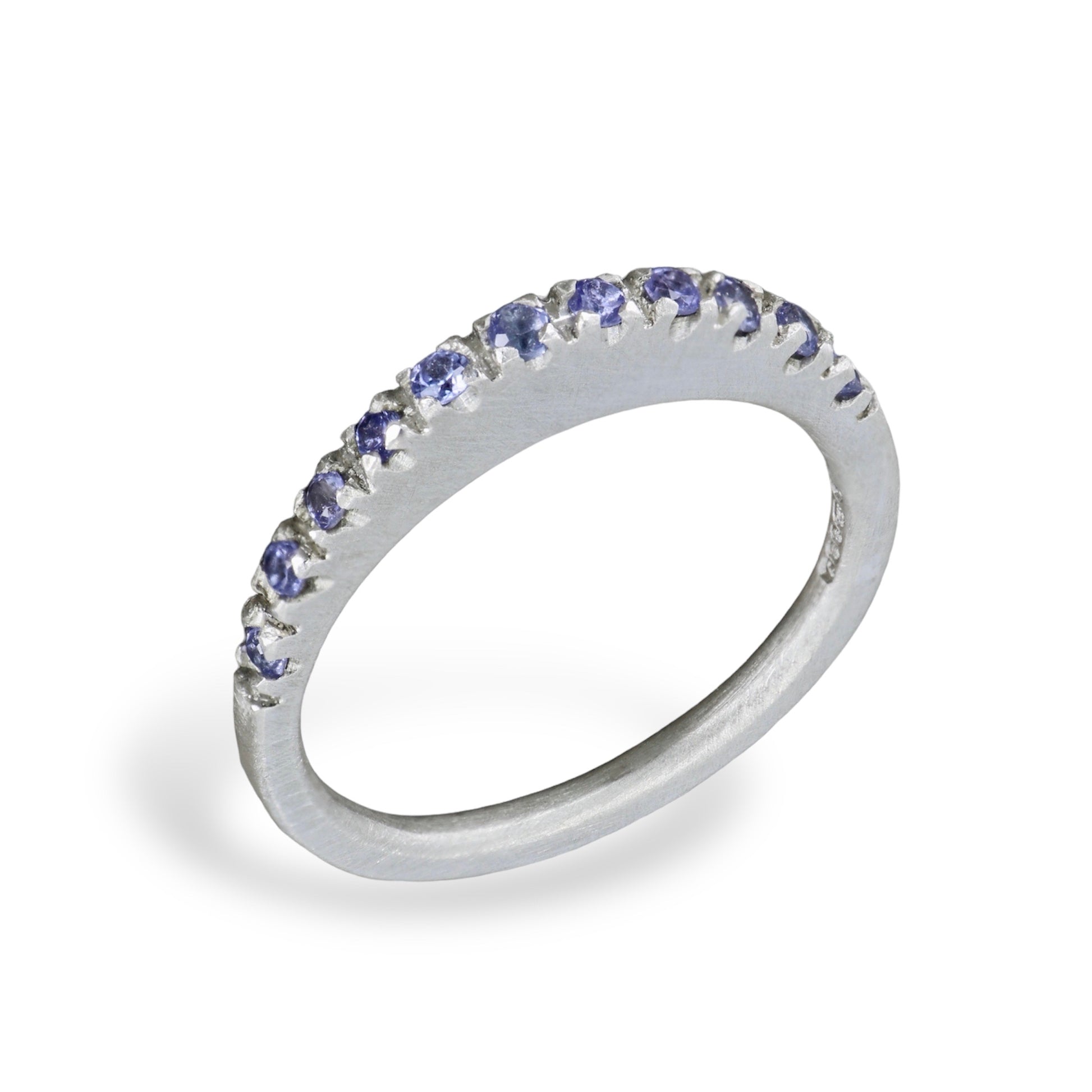 Purple Sapphire Oval Pavé Slice Ring image 0