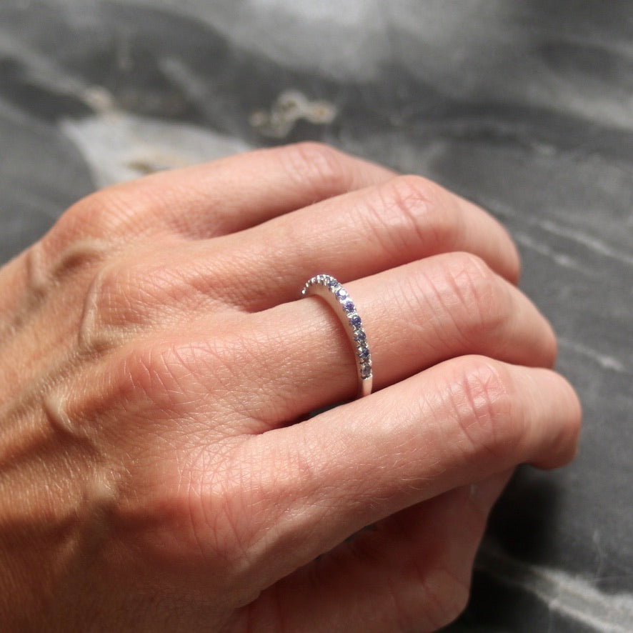 Purple Sapphire Oval Pavé Slice Ring image 3