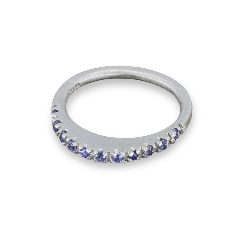 Purple Sapphire Oval Pavé Slice Ring image 5