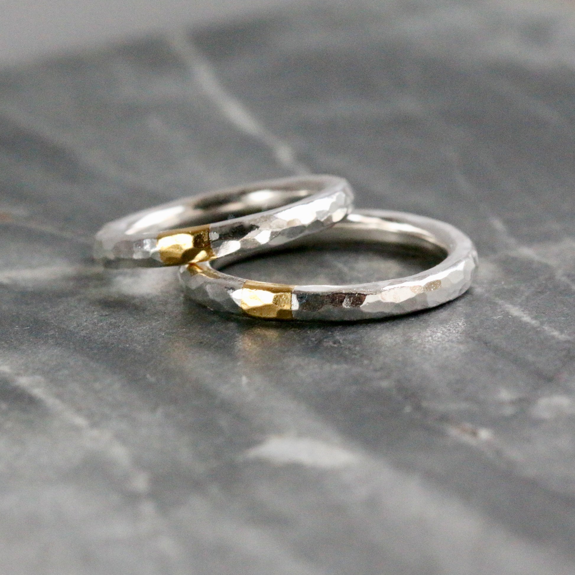 Round 3mm Hammered Silver & Gold Keum Boo Ring image 5