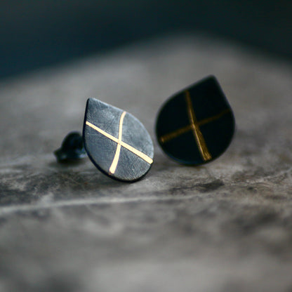 Oxidised Cross Keum Boo Studs image 0