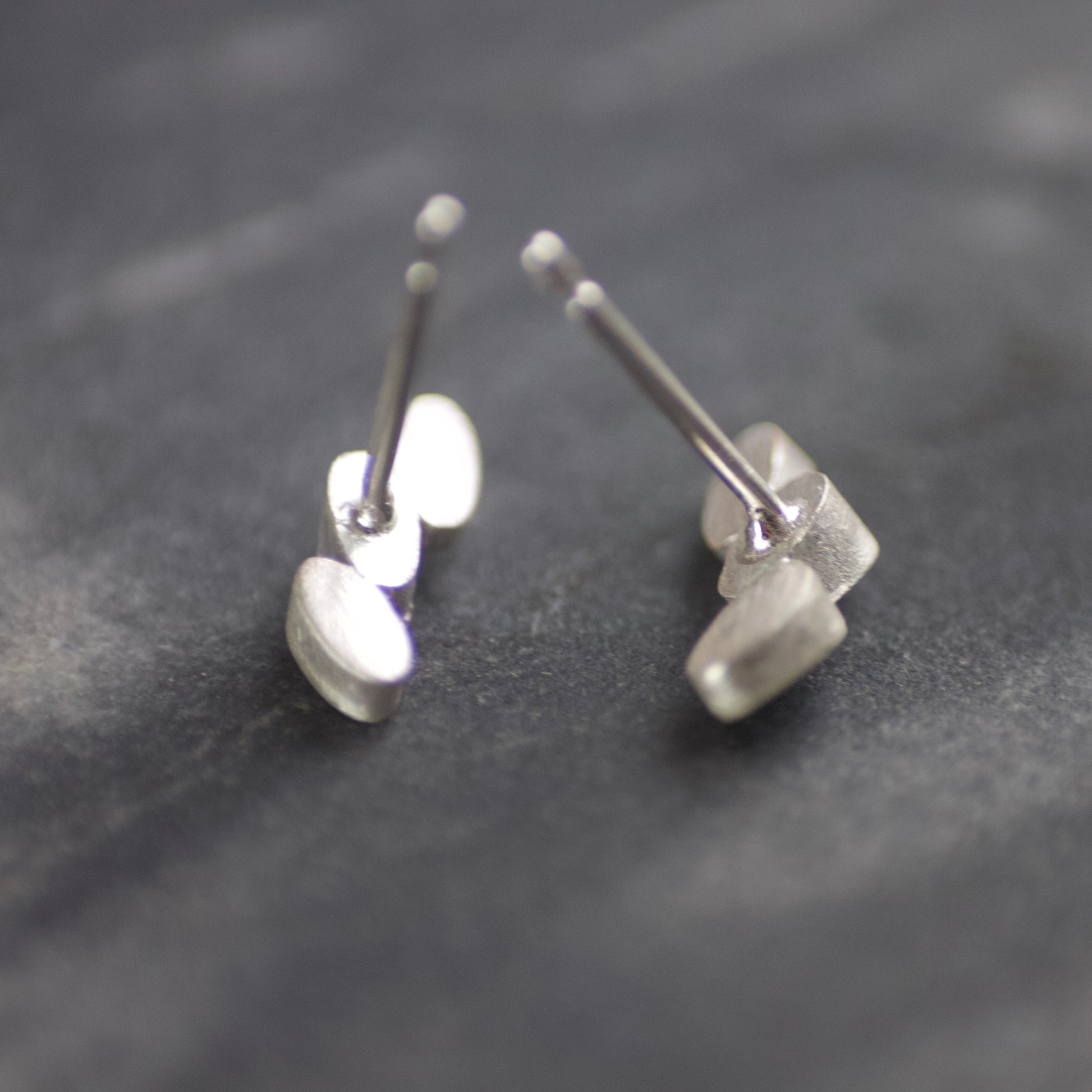 Solid Sterling Silver Short Laurel Stud Earrings image 2