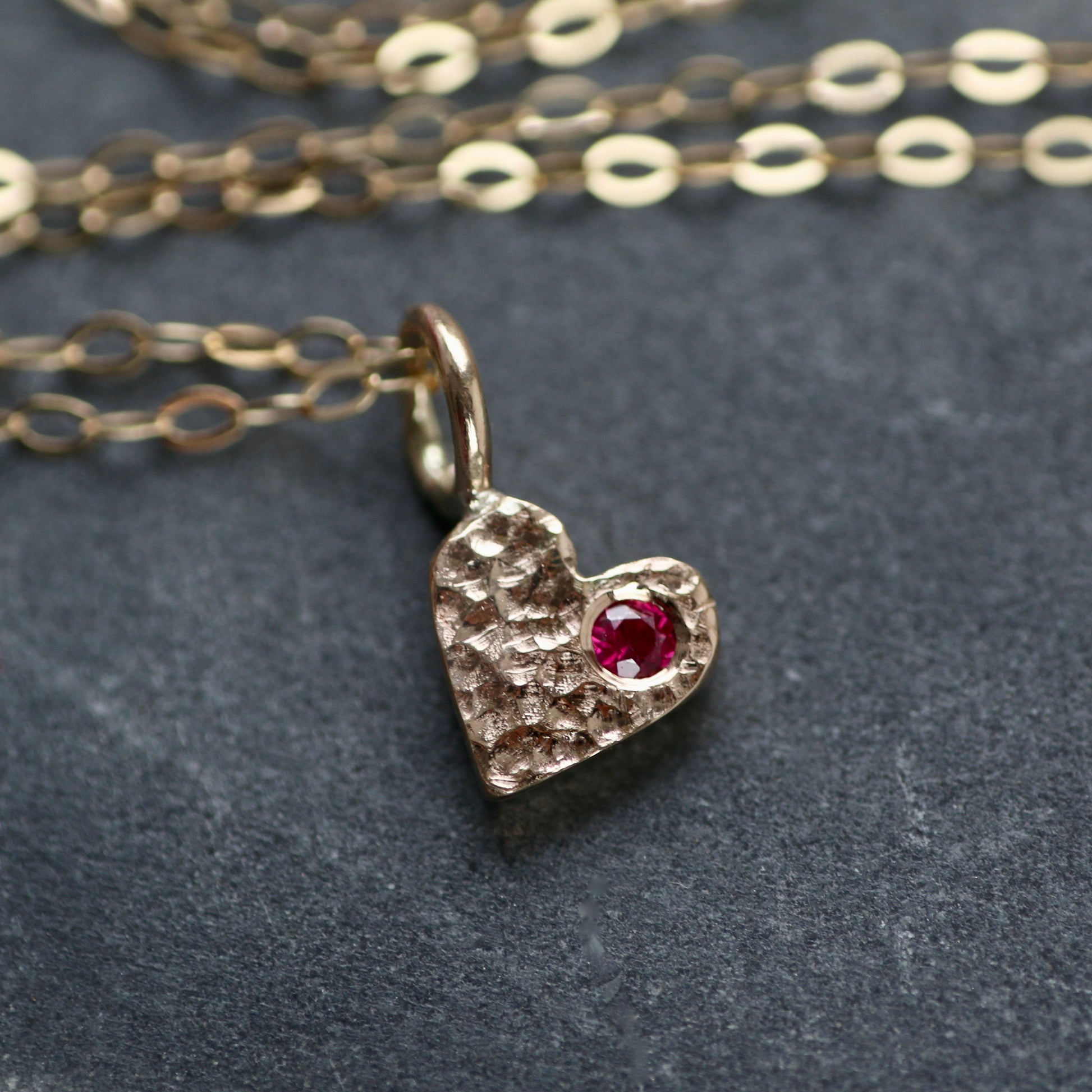 Ruby & Recycled Solid 9ct Yellow Gold Heart Pendant Necklace image 5