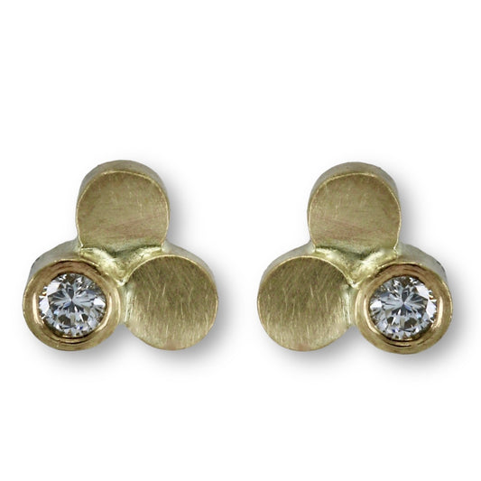 Solid 9ct Gold Diamond Cluster Stud Earrings image 0