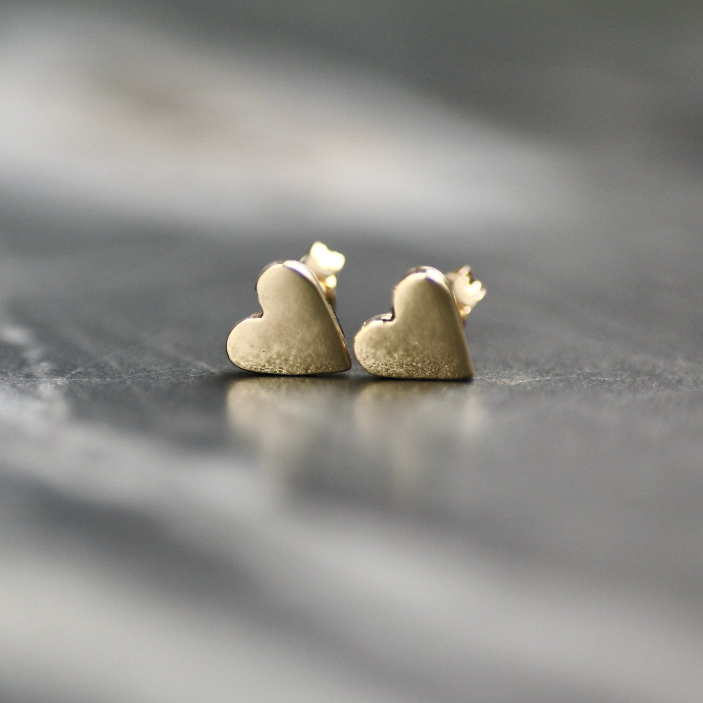 Solid Polished 9ct Gold Heart Stud Earrings image 4